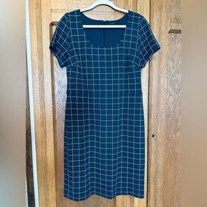 Ann Taylor Elegant Navy Checkered Dress